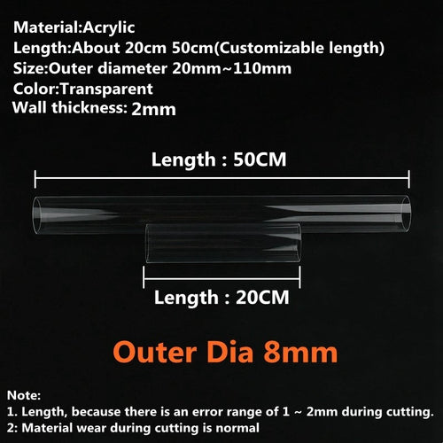 1~2PCS O.D 3mm~110mm High Transparent Acrylic Tube Fish Tank Aquarium