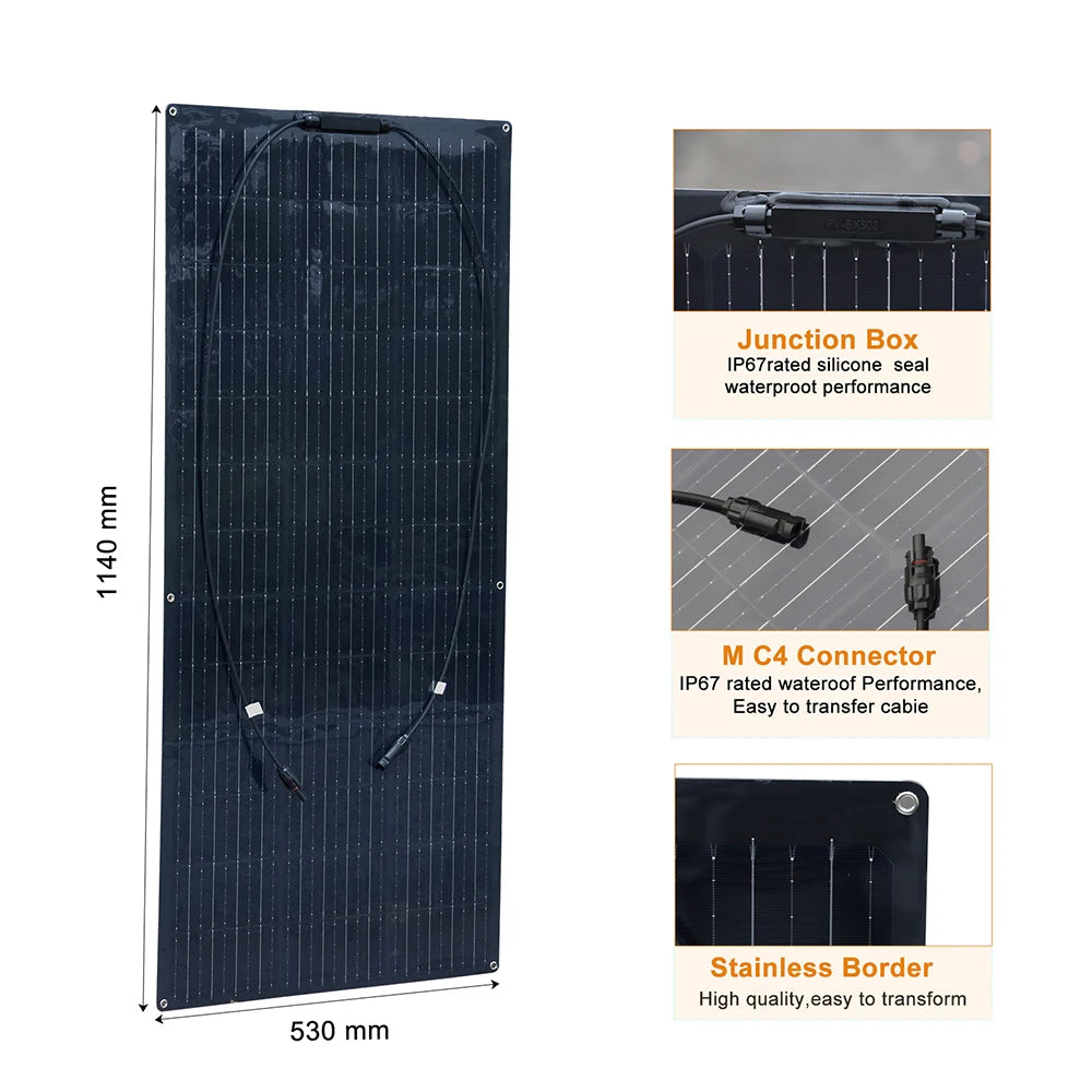 NEW Semi- Flexible Solar Panel 150W 21.6V balcony photovoltaic PV 150