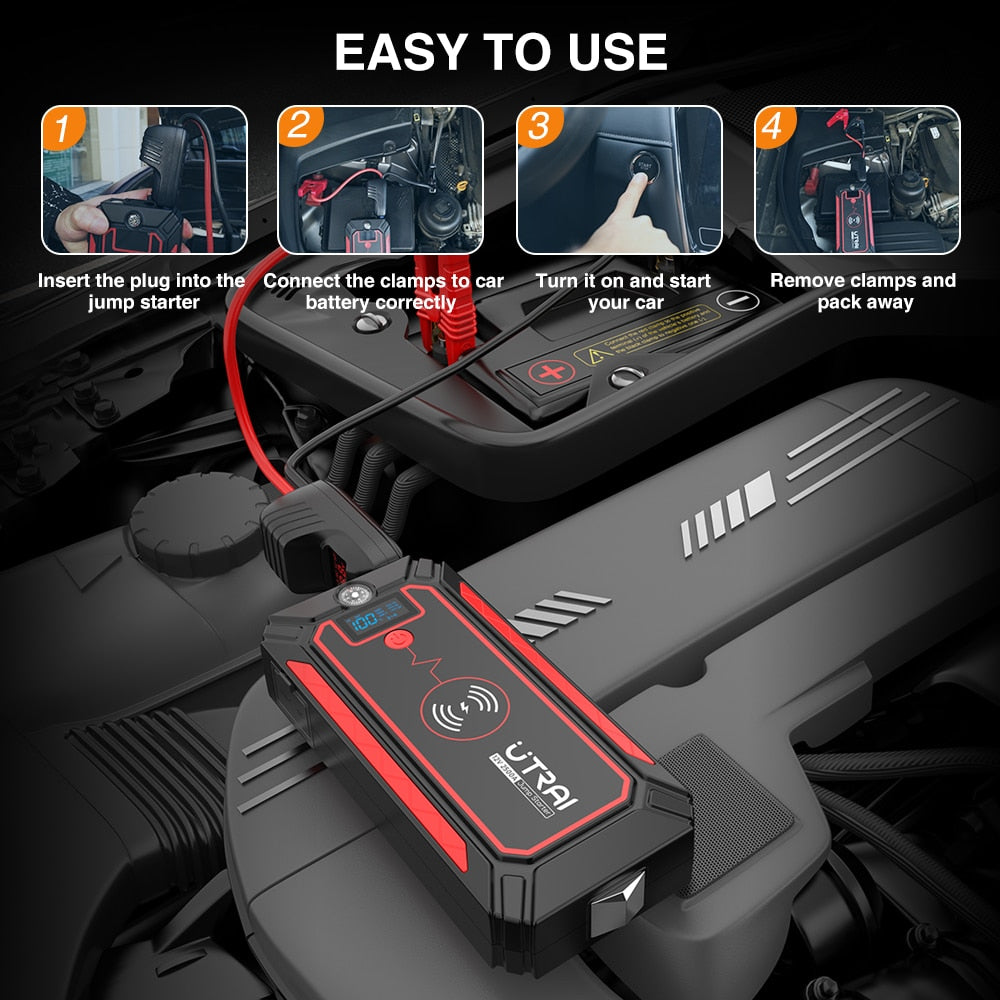 Utrai 2500a Jump Starter 24000mah Power Bank Battery Charger 10w